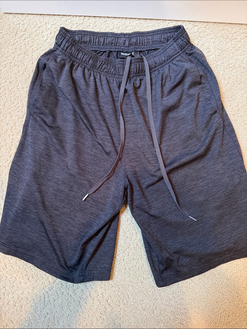 Reebok Men's Heather Charcoal Athletic Drawstring Shorts